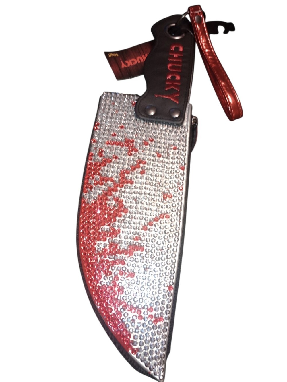 Spirit Chucky Red & Silver Rhinestone Knife Case Wristlet , NWT